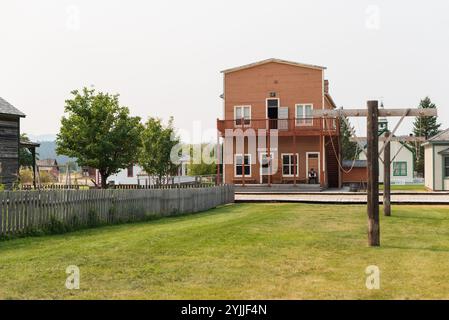 Straßenblick auf Fort Steele Heritage Town in British Columbia Stockfoto