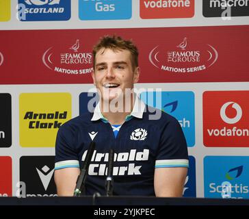 Scottish Gas Murrayfield. Edinburgh Schottland Vereinigtes Königreich 15. November 24 HERBSTTESTS 2024/25 Schottlands Medienzugang zur Pressekonferenz vor dem Spiel gegen Portugal . Schottland CAPTAIN Stafford McDowall (Glasgow Warriors) Credit: eric mccowat/Alamy Live News Stockfoto