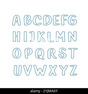 Outline Alphabet Vector Graphics Bundle, ABC Clipart Letters Stock Vektor