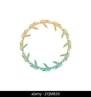 Rahmenvorlage. Kranz. Runder Rahmen mit Blättern. Logo mit kreisförmigem Blatt Stock Vektor
