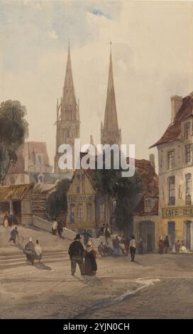 Thomas Shotter Boys, Britisch, 1803 - 1874, A Street in Chartres, 1836, Aquarell mit Gouache mit Schaben von Graphit, Blatt: 29 x 1,6 cm Stockfoto