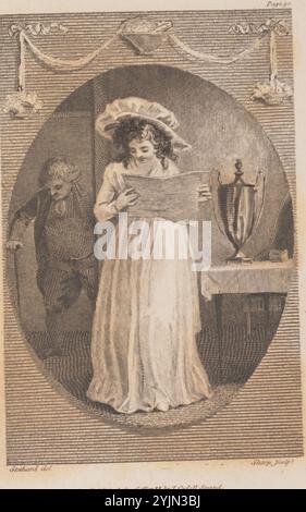 Mary Ann Flaxman, Britisch, 1768 - 1833, Cadell & Davies (Verlag), Illustration für Canto IV, erschienen 1788, W. Hayley's 'The Triumphs of Temperer': Facing S.90, Radierung und Gravur auf Webpapier, Design-Format: 10,3 x 6,8 cm, William Sharp, Britisch, 1749 - 1824, Thomas Stothard, Brite, 1755–1834, William Blake, Brite, 1757 - 1827 Stockfoto