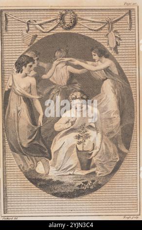 Mary Ann Flaxman, Britisch, 1768 - 1833, Cadell & Davies (Verlag), Illustration für Canto V, erschienen 1788, W. Hayley's 'The Triumphs of Temperer': Facing S.112, Radierung und Gravur auf Webpapier, Design-Format: 10,6 x 7,1 cm, James Neagle, Britisch, ca. 1769 - 1822, Thomas Stothard, Britisch, 1755 - 1834, William Blake, Briten, 1757 - 1827 Stockfoto