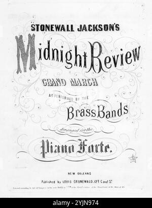 Stonewall Jackson's Mitternachtsbericht, Louis Grunewald, New Orleans, 1863., Vereinigte Staaten, Geschichte, Bürgerkrieg, 1861-1865, Lieder und Musik, Klaviermusik, Arrangement, Marches (Klavier), Jackson, Stonewall, 1824-1863, Lieder und Musik, Chancellorsville, Battle of, Chancellorsville, Virginia, 1863, Lieder und Musik, Jackson, Stonewall, 1824-1863, Tod und Begräbnis, Lieder und Musik, populäre Lieder des Tages, Lieder und Musik, Krieg und Konflikt, Bürgerkrieg und Wiederaufbau (1861–1877), Musik assoziiert mit der Konföderierten Seite, Noten Stockfoto