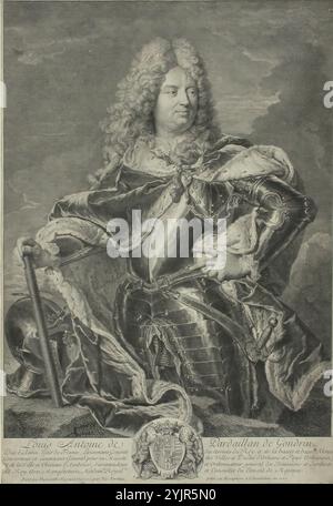 Tardieu, Nicolas Henri, Erfinder: Hyacinthe Rigaud, Louis Antoine de Pardaillan de Gondrin, 1720, Kupferstich, Grafiken, Blattbreite 31, 5 cm, Blatthöhe 45,1 cm Stockfoto