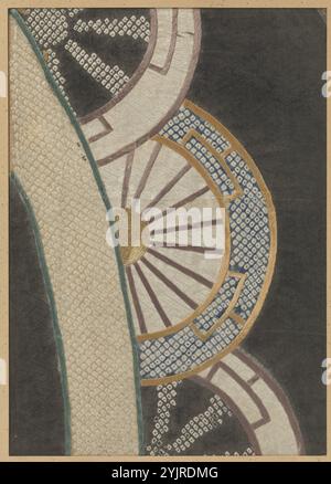 Zwei Textilfragmente, Textilfragmente, Textilfragmente, zwei, Stickerei und Shibori auf schwarzem Seidendamast. Anonym, Japan, 1688 - 1703, Genroku-Periode, Seide, Höhe 29 cm x Breite 20,5 cm Stockfoto