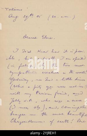 Unterricht der Grafik, des Kunsthandwerks, des Kunsthandwerks, des Kunsthandwerks, des Kunsthandwerks, Elsie Maud Cownie, Henriette Wilhelmina van Baak, Brief an Elsie Maud Cownie, gedruckt, Autor: Philip Zilcken, den Haag, 29. August 1905 - 30. August 1905, Tinte aus Papier, Schreiben, Stift, Werkstatt, Atelier der, (allgemein), Bildung Stockfoto