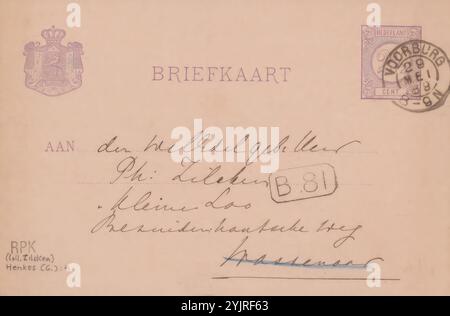 Postkarte an Philip Zilcken, Postkarte, Schriftsteller: Gerke Henkes, Voorburg, in oder vor dem 29. Mai 1889, Papptinte, Schreibstift, Philip Zilcken Stockfoto