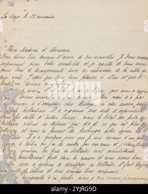 Brief an Henriette Wilhelmina van Baak und Philip Zilcken, Schriftstellerin: Anna Sologoub, den Haag, 1867–1930, gestrichene Papiertinte, Schreiben, Stift, Ausstellung, Kunst, Geld, Malerei (einschließlich Buchbeleuchtung, Miniaturmalerei), Nizza, Berlin, Niederlande, Philip Zilcken, Henriette Wilhelmina van Baak, Leonid Sologoub, Hendrik Petrus Berlage Stockfoto