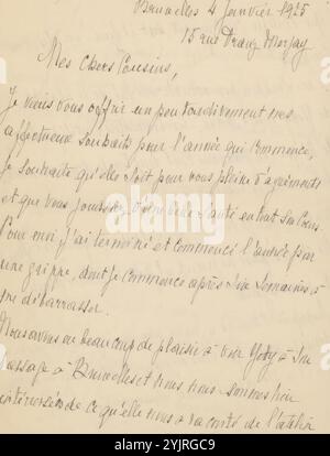 studio der (allgemein), Brüssel (Stadt), Algerien, Philip Zilcken, Henriette Wilhelmina van Baak, Brief an Philip Zilcken und Henriette Wilhelmina van Baak, Schriftstellerin: Marguerite Stevens, Brüssel (Stadt), 4. Januar 1925, Papiertinte, Schreiben, Stift, Krankheiten, Workshop Stockfoto
