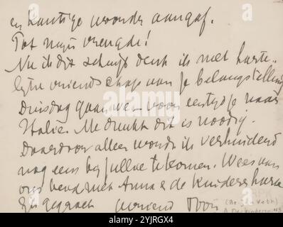 Brief an Jan Veth, Autor: Antoon Derkinderen, Laren, 27. Oktober 1906, Papptinte, Schreibstift, Betreff, Italien, Jan Veth, Jozef Israels Stockfoto