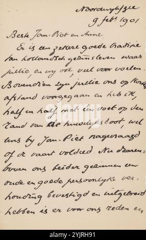 Brief an Jan Veth und Anna Dorothea Dirks, Schriftsteller: Albert Verwey, Schriftsteller: Kitty van Vloten, Noordwijk aan Zee, 9. Februar 1901, Papiertinte, Schreiben, Pen, Familienleben, Reisen, Tourismus, Neapel, Jan Veth, Anna Dorothea Dirks Stockfoto