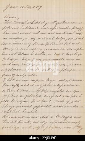 Brief an Jan Veth, Brief enthält achtzehn Gedichte auf losen Blättern., Autor: CHAP van Deventer, GOES, 12-Sep-1887, kariertes Papier Papier Tinte Bleistift, Schreiben, Stift, Geld, Jan Veth, Frederik Cornelis Stoop, Albert Verwey Stockfoto