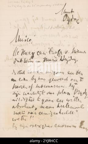 Brief an Jan Veth, vom 11. August: 20 in späterer Hand. Autor: Isaac Israels, Amsterdam, 1920, linierte Papiertinte, Schreiben, Stift, Jan Veth, Willem Witsen, Augusta Maria Agnes Witsen-Schorr, Willem Bastiaan Tholen, Jan Hofker Stockfoto