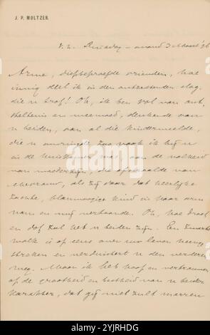 Brief an Jan Veth und Anna Dorothea Dirks, Name, gestempelt: "J.P.MOLTZER.", Autor: Jacob Pieter Moltzer, 3. März 1896, Papiertinte, Schreibstift, Leidenschaften, Emotionen, Zuneigung, Familienleben, Jan Veth, Anna Dorothea Dirks, Anna Cornelia Veth Stockfoto