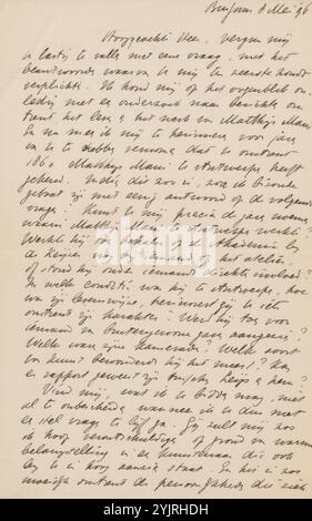 Schreiben an August Allebé, Schreiben, Autor: Jan Veth, Bussum, 8. Mai 1896, Papiertinte, Schreiben, Stift, Thema, Antwerpen (Stadt), August Allebé, Matthijs Maris, Henri Leys (Baron) Stockfoto