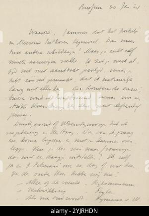 Brief an Isaac Israels, gedruckt, Autor: Jan Veth, Bussum, Januar 30, 1921, Papiertinte, Schrift, Stift, historische Personen (Porträts und Szenen aus dem Leben), Ausstellung, Kunst, den Haag, Paris, Isaac Israels, Nanette Enthoven, Jozef Israëls, Teylers, Louis Jacques Veltman Stockfoto