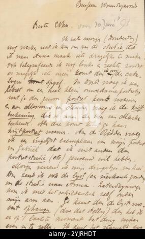 Brief an Etha Fles, Schreiben vom 20. Juni 91, Autor: Jan Veth, Bussum, 1874 - 1925, Tinte, Schreibpapier, Stift, historische Personen (Porträts und Szenen aus dem Leben), Zeichnung, Grafik, Malerei (einschließlich Buchbeleuchtung, Miniaturmalerei), Etha Fles, Frans Lebret, Paul Joseph Constantin Gabriël, Jacob Cornelis van Marken, Cornelia Johanna Veth, Clara Veth, Allard Pierson, Anna Fles, CHAP van Deventer, Jacob Maris, Pierre Joseph Hubert Cuypers Stockfoto