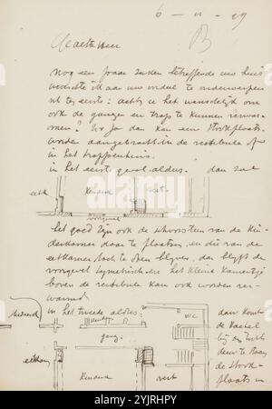 Brief an Jan Veth, gedruckt, Autor: Karel Petrus Cornelis de Bazel, Verfasser: Karel Petrus Cornelis de Bazel, 6. november 1899, Papiertinte, Schreiben, Stift, Architektur, Plan, Architektur, Jan Veth Stockfoto