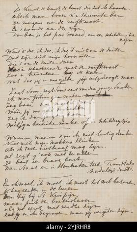 Gedicht aus Jan Veth Archiv, Gedicht, Autor: JAC van Looij, Amsterdam, 1865 - 1930, karierte Papiertinte, Schreiben, Stift, Jan Veth Stockfoto