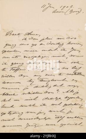 Brief an Anna Dorothea Dirks, gedruckt, Schriftstellerin: Wally Moes, Laren, 11. Januar 1903, Papiertinte, Schreibstift, Anna Dorothea Dirks, Jan Veth Stockfoto