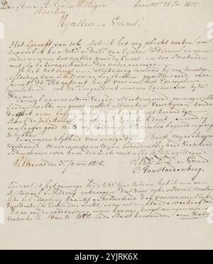 Brief an Adriaan van der Willigen, gedruckt, Autor: Cornelis van Hardenbergh, Utrecht, 3. januar 1815, Papiertinte, Schreiben, Pen, Adriaan van der Willigen, Roeland van Eynden, Willem Albertus Haanebrink Stockfoto