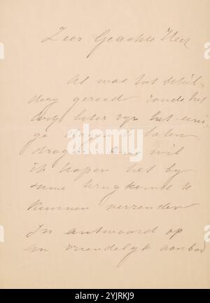 Brief an Pieter Haverkorn van Rijsewijk, Autor: Jacob Maris, Antwerpen (Stadt), 1849 - 1899, Papiertinte, Schreiben, Stift, Malerei (einschließlich Buchbeleuchtung, Miniaturmalerei), Pieter Haverkorn van Rijsewijk, Matthijs Maris Stockfoto