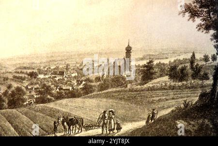 Ein alter Druck mit dem Titel „die Heilige Stadt, Wien“ oder geheime Hauptstadt des Heiligen Römischen Reiches, Österreich – verbunden mit dem Theaterautor Franz Seraphicus Grillparzer – ein alter Druck mit dem Titel die Heilige Stadt, Wien“ oder heimliche Hauptstadt des Heiligen Römischen Reiches, Österreich – verbunden mit dem Theaterautor Franz Seraphicus Grillparzer Stockfoto