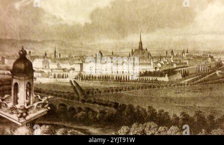 Eine frühe Fernansicht der Stadt Wien verbunden mit dem Theaterautor Franz Seraphicus Grillparzer - eine frühe Fernansicht der Stadt Wien, die mit dem Theaterautor Franz Seraphicus Grillparzer in Verbindung gebracht wird - Stockfoto