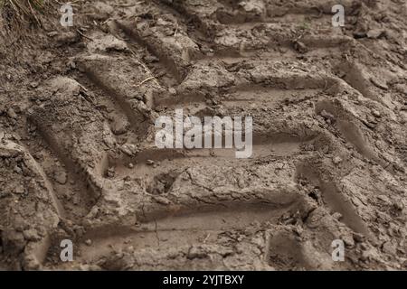 Spur auf der Straße nach Landmaschinen Stockfoto