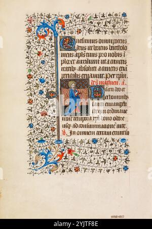 Matthäus mit einem Buch; Buch der Stunden, um 1440-1450. Stockfoto