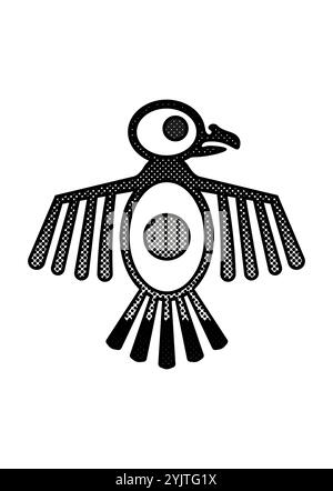 Aztekischer Vogel oder Maya- und Inka-Stammessymbol, heilige Gottheit. Alte mexikanische und Maya-Stämme Zeichen von Geier oder Adler. Vektor ethnisch religiöses Logo des Stammes Stock Vektor