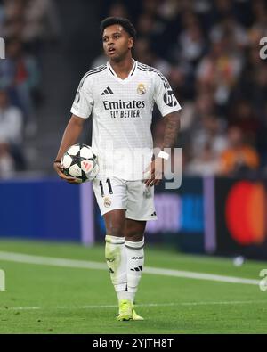 Madrid, Spanien. November 2024. Rodrygo von Real Madrid während des Spiels der UEFA Champions League in Santiago Bernabau, Madrid. Der Bildnachweis sollte lauten: Jonathan Moscrop/Sportimage Credit: Sportimage Ltd/Alamy Live News Stockfoto