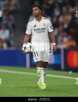 Madrid, Spanien. November 2024. Rodrygo von Real Madrid während des Spiels der UEFA Champions League in Santiago Bernabau, Madrid. Der Bildnachweis sollte lauten: Jonathan Moscrop/Sportimage Credit: Sportimage Ltd/Alamy Live News Stockfoto