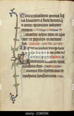 Initial C: Christus in Majestät zwischen der Jungfrau Maria und dem Heiligen Johannes dem Evangelisten; Ruskin Stunden, um 1300. Stockfoto