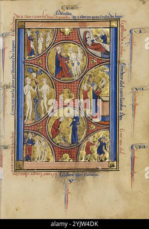 Szenen aus dem Leben von Adam und Eva und Kain und Abel; Wenzeslaus Psalter, um 1250–1260. Stockfoto