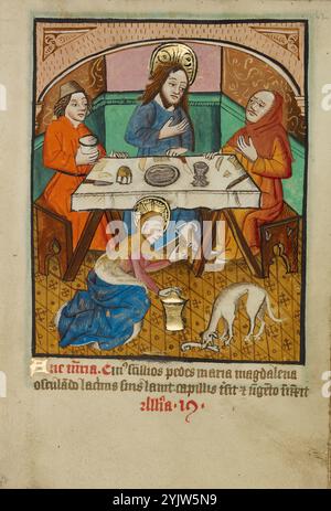 Christus im Haus des Pharisäers; illustrierte Vita Christi, mit hingebungsvollen Ergänzungen, um 1480–1490. Stockfoto