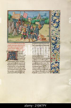 Die Schlacht von Aljubarrota, 1385; Chroniques (Buch drei), um 1480–1483. Stockfoto