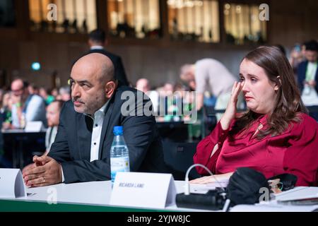 50. Ordentliche Bundesdelegiertenkonferenz von BUENDNIS 90/DIE GRUENEN Traenen von Ricarda lang zum Abschied von Omid Nouripour, Mitglied des Deutschen Bundestages aus dem Vorstand auf der 50. Parteitag von BUENDNIS 90/DIE GRUENEN im RheinMain Kongresszentrum RMCC in Wiesbaden, Wiesbaden, 15.11.2024 Wiesbaden Hessen Deutschland *** 50 ordentliche Bundesdelegierte Konferenz von BUENDNIS 90 DIE GRUENEN Tears von Ricarda lang zum Abschied von Omid Nouripour, Mitglied des Deutschen Bundestages aus dem Vorstand bei der BUENDNIS 50 Parteikonferenz 90 DIE GRUENENENEN auf der RheinMain KongressCente Stockfoto