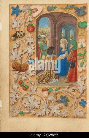 Die Anbetung der Könige; Crohin-La Fontaine Stunden, (ca. 1480-1485?). Stockfoto