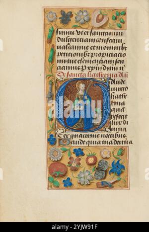 Initial G: St. Katharina; Crohin-La Fontaine Stunden, (ca. 1480-1485?). Stockfoto