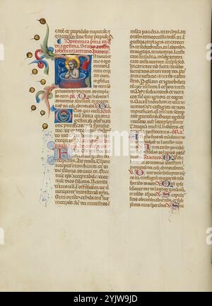 Initial I: Johannes der Evangelist in einem Behälter mit kochendem Öl; Misshal, zwischen 1389 und 1400. Stockfoto