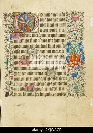 Initial D: David im Gebet; Buch der Stunden, um 1430–1440. Stockfoto