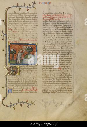 Die Schöpfung von Vögeln und Fischen, um 1360-1370. Stockfoto