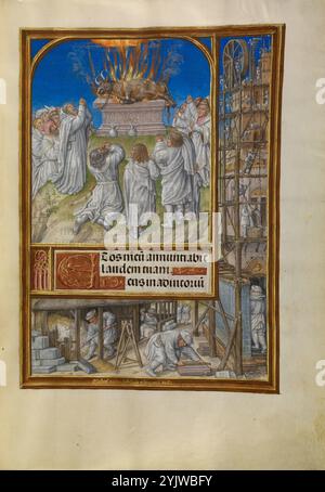 Elia fleht um Feuer vom Himmel; Spinola Stunden, ca. 1510-1520. Stockfoto