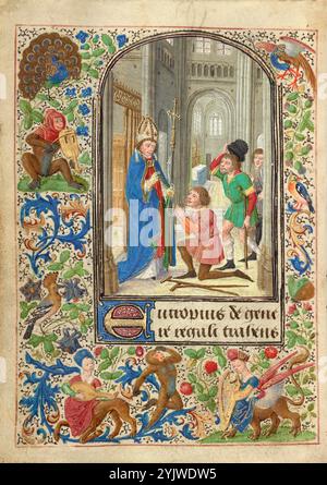 Saint Eutrope Healing a Person; Gebetsbuch von Karl dem Kühnen, 1469. Stockfoto