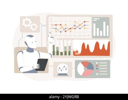 AI-unterstützte Predictive Modeling abstrakte Konzeptvektorillustration. Stock Vektor