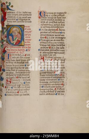 Initial Q: Bust Portrait of a man; Compendium moralium notabilium, Anfang des 15. Jahrhunderts. Stockfoto