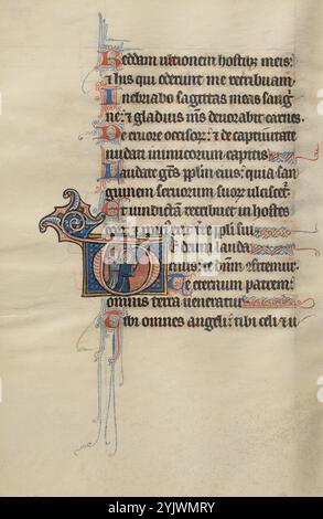 Initial T: Zwei Engel kniend im Gebet; Bute Psalter, Text und Beleuchtung um 1285. Stockfoto