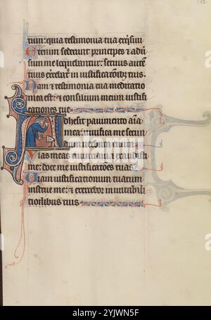 Initial A: Ein Jude mit Spade; Initial A: Ein Jude mit Spade und Segen; Bute Psalter, Text und Beleuchtung um 1285. Stockfoto